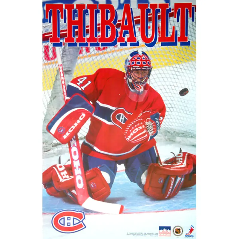 Jocelyn Thibault "Stopper" Montreal Canadiens Goalie NHL Action Poster - Starline 1996