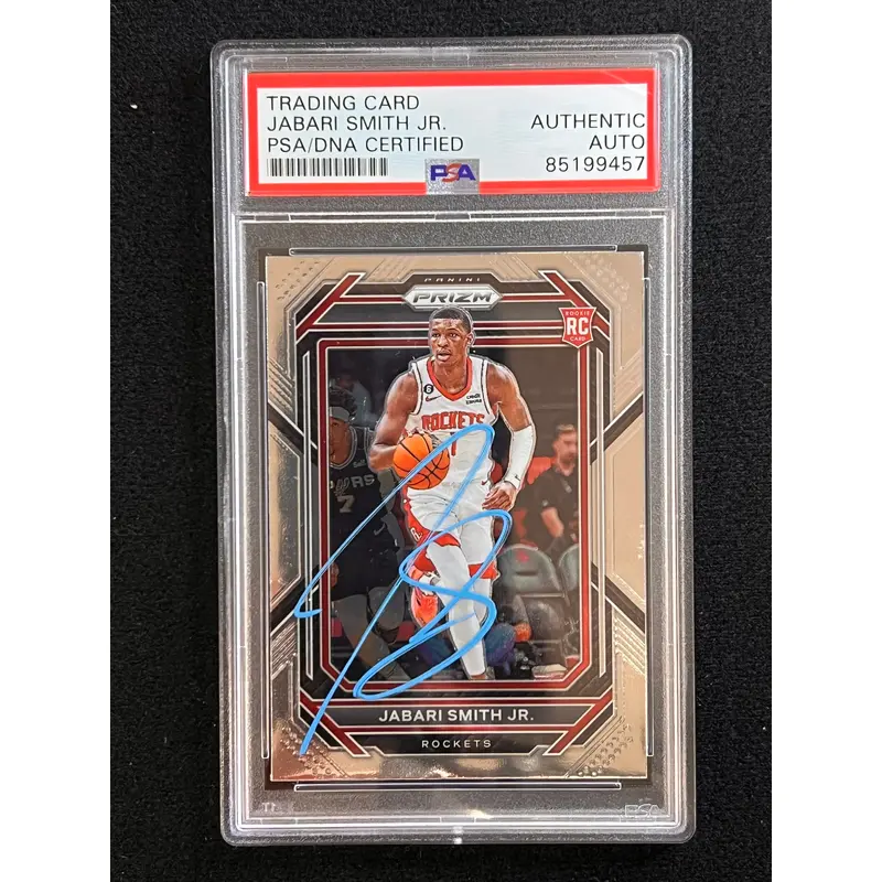 2022-23 Panini Prizm #228 Jabari Smith Jr Signed Card AUTO PSA RC Slabbed Houston