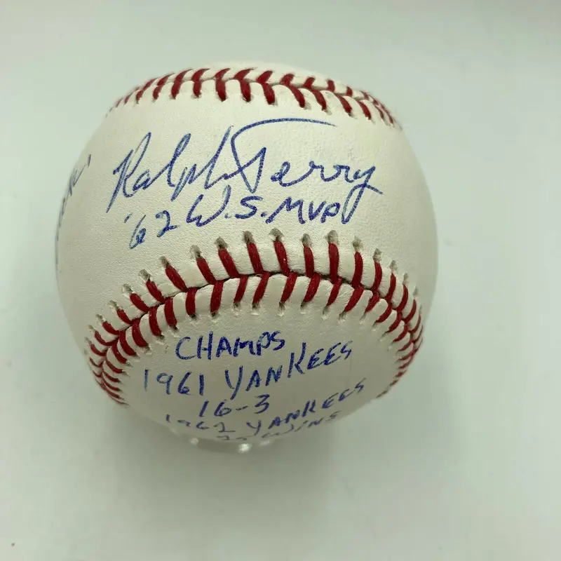 Ralph Terry Signed Heavily Inscribed Career STAT Major League Baseball JSA COA