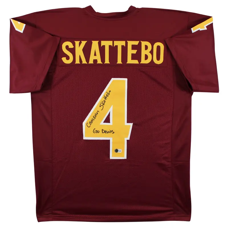 ASU Cameron Skattebo "Go Devils" Full Name Signed Maroon Pro Style Jersey BAS W