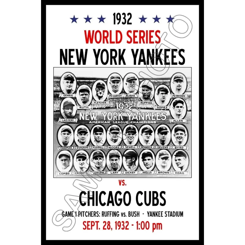 1932 World Series Poster 11X17 - New York Yankees vs Chicago Cubs - 1224