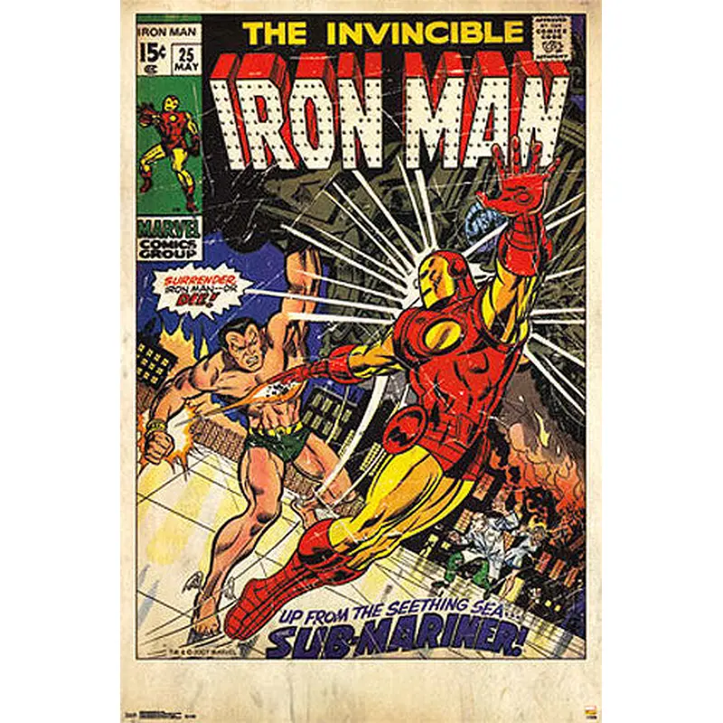 Invincible Iron Man #25 (May 1970) "Iron Man vs Sub-Mariner" 24x36 Cover Poster