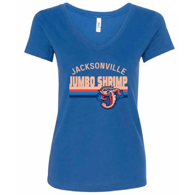 Jacksonville Jumbo Shrimp Soft As A Grape Ladies Royal Ideal V Neck
