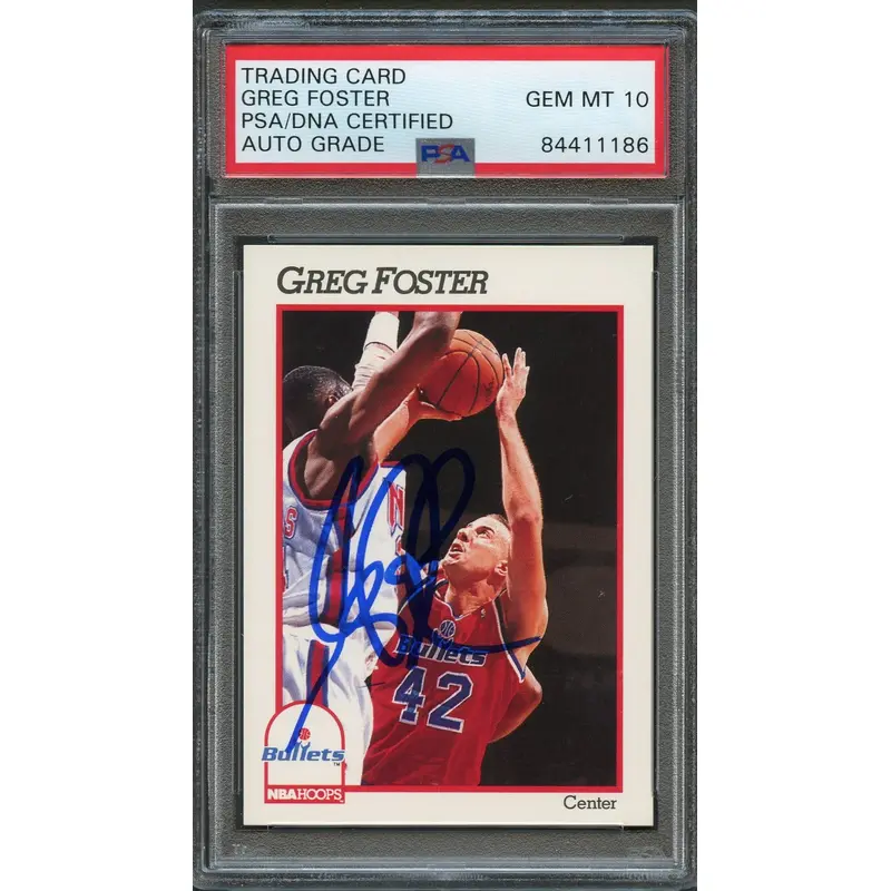 1991-92 Hoops #445 Greg Foster Signed Card AUTO 10 PSA Slabbed Bullets