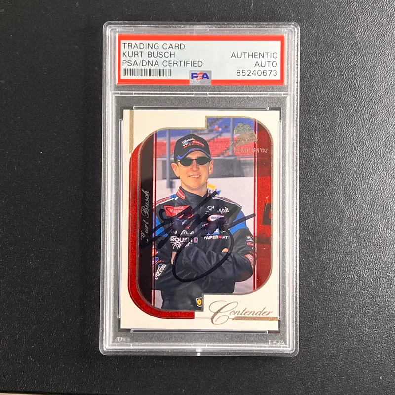 2002 PressPass #R5 Kurt Busch Signed Card AUTO PSA Slabbed Nascar