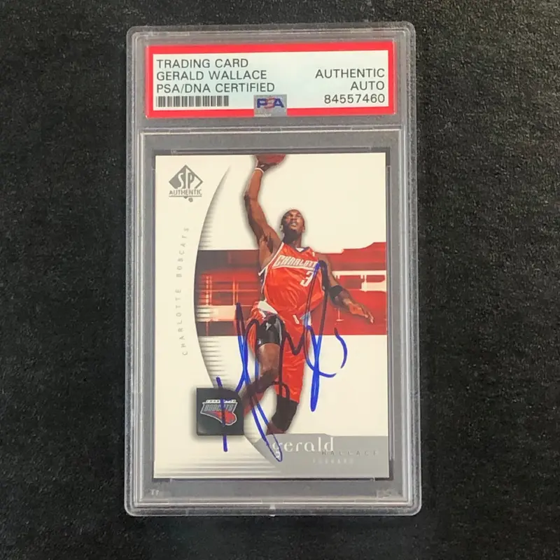 2005-06 SP Authentic #9 Gerald Wallace Signed Card AUTO PSA Slabbed Bobcats
