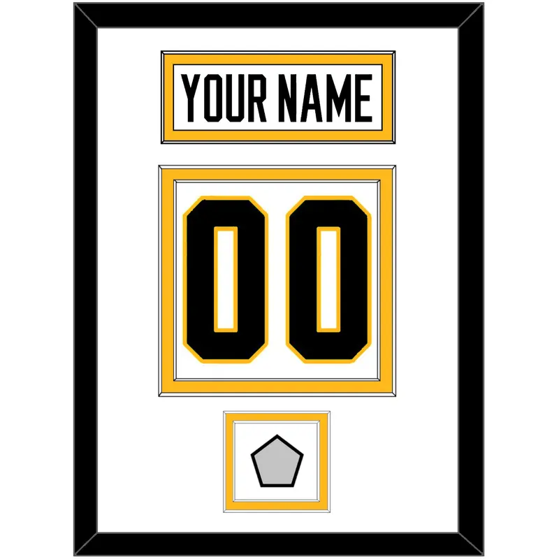 Pittsburgh Nameplate, Number (Back) & Stanley Cup Finals Patch - Road White - Double Mat 1