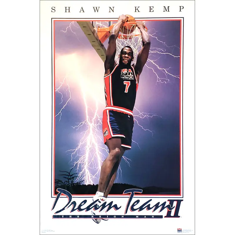 Shawn Kemp "Dream Team Slam" 1994 FIBA Team USA Basketball Poster - Costacos Brothers