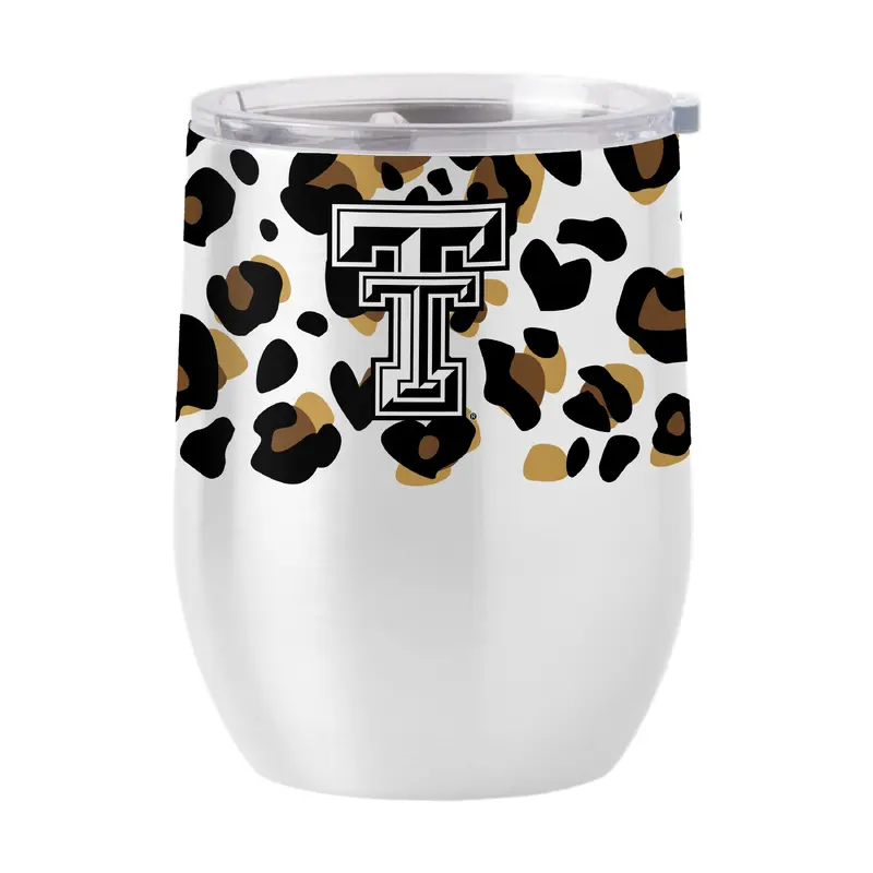 Texas Tech 16oz Neutral Leopard Stainless Curved Beverage