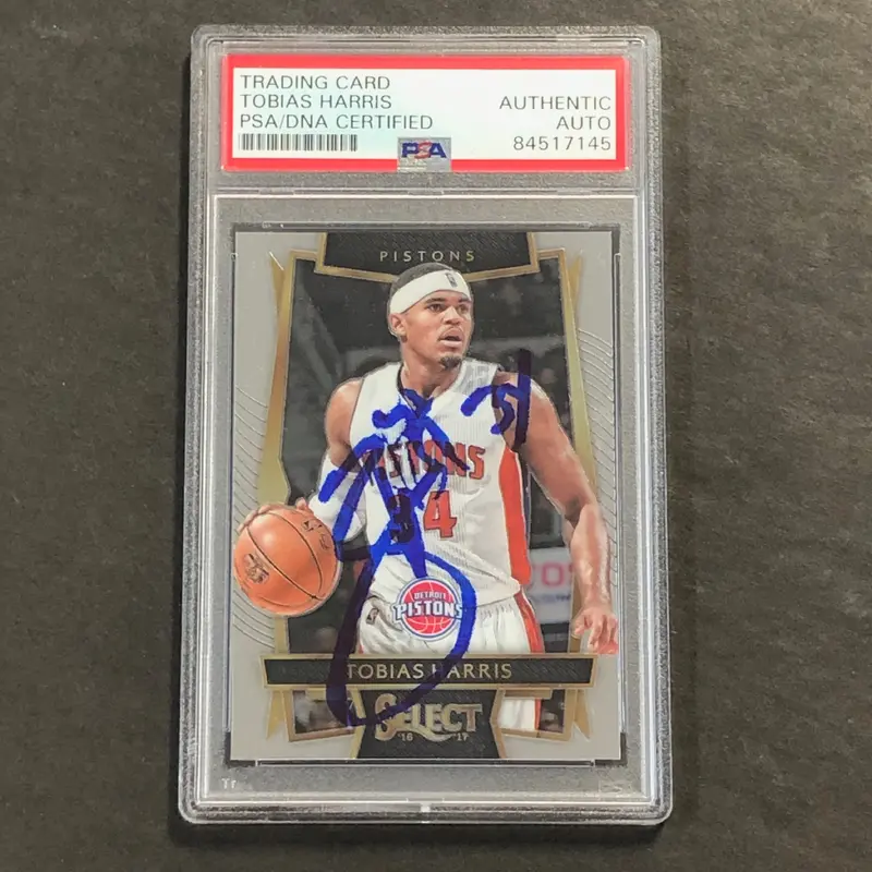 2016-17 Panini Select #89 Tobias Harris Signed Card AUTO PSA Slabbed Pistons