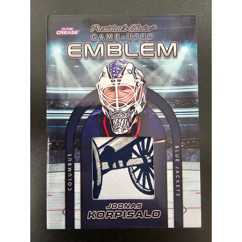 2022-23 President's Choice In the Crease - Game-Used Emblem - Joonas Korpisalo #GUE-20 /10