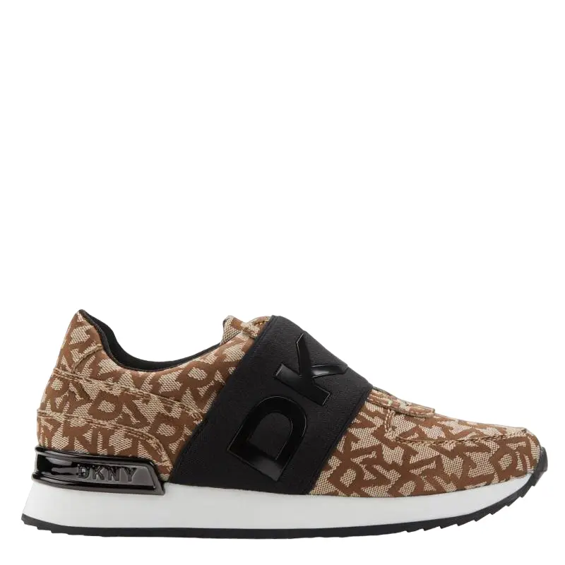 DKNY WOMENS TENNIS SHOE BROWN  MARLI SLIP ON SNEA ,K3190976 BLK/CHI