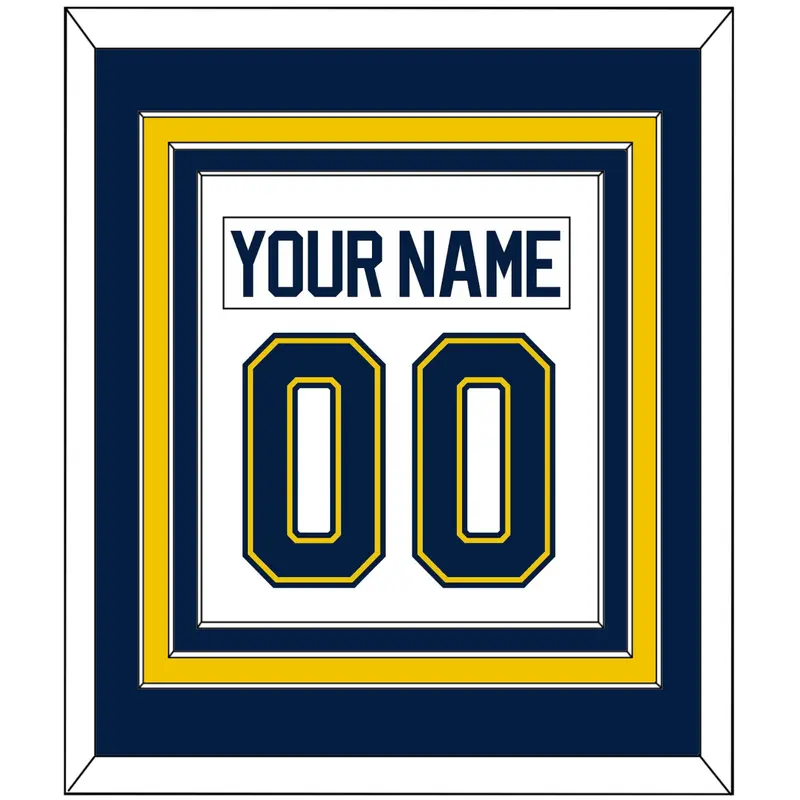 Michigan Hockey Nameplate & Number (Back) Combined - Home White (2021-2023) - Triple Mat 2