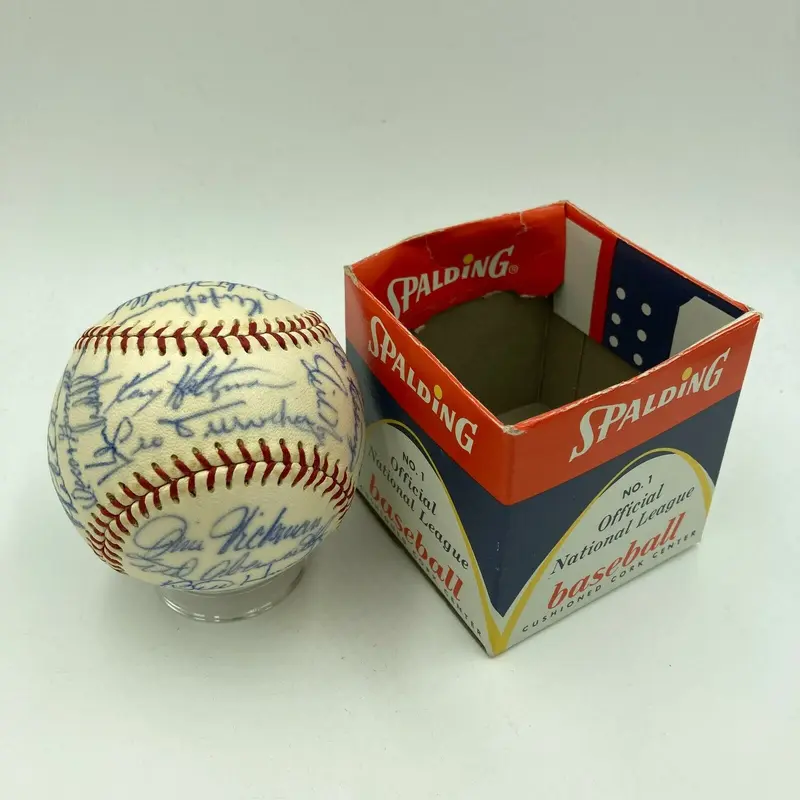 1969 Chicago Cubs Team Signed Vintage National League Baseball Ernie Banks JSA