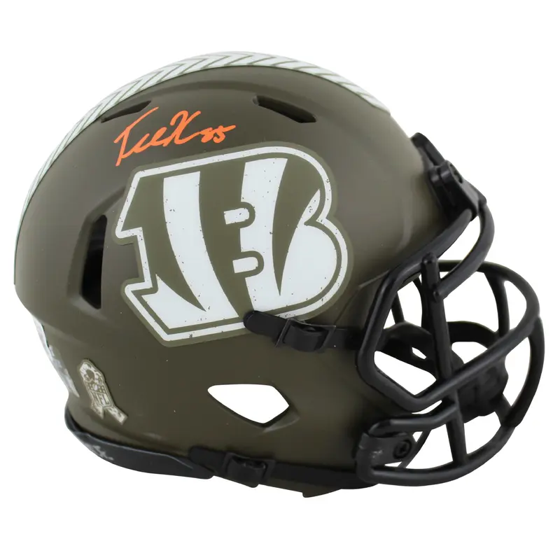 Bengals Tee Higgins Signed Salute To Service Speed Mini Helmet BAS Witnessed