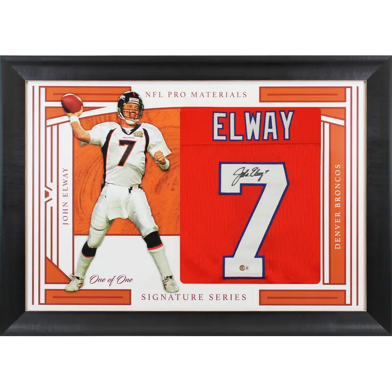 John Elway Authentic Signed One of One Jersey Framed Display BAS Witnessed 2