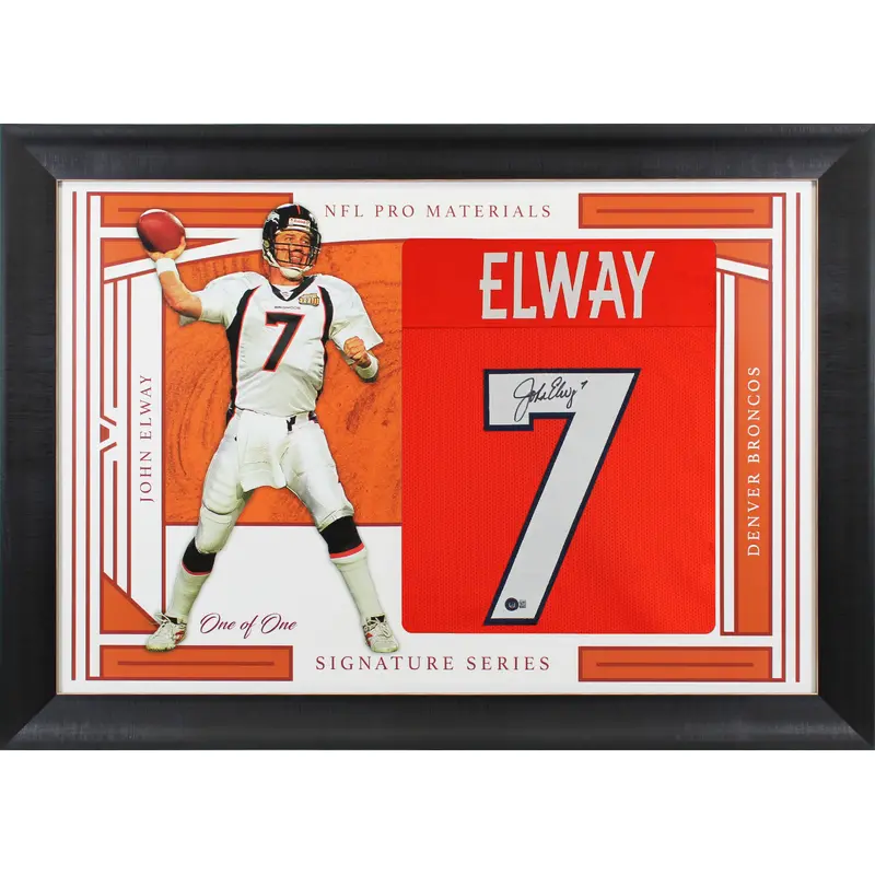 John Elway Authentic Signed One of One Jersey Framed Display BAS Witnessed 3