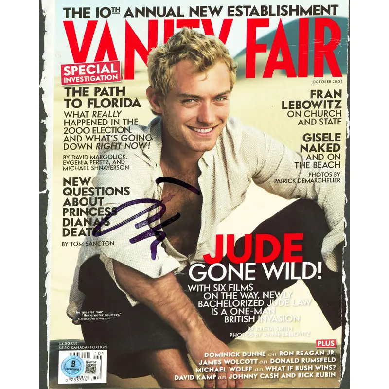 Jude Law Authentic Signed Vanity Fair Magazine Cover October 2004 BAS #BS20764