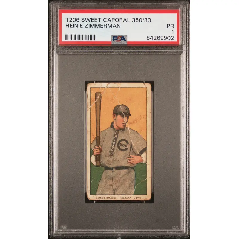 Heinie Zimmerman 1909-11 T206 Sweet Caporal 350/30 PSA 1 Poor