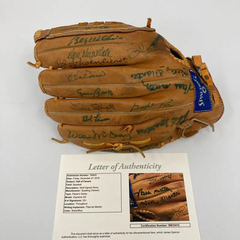 Mickey Mantle Hank Aaron Hall Of Fame Legends Multi Signed Baseball Glove JSA