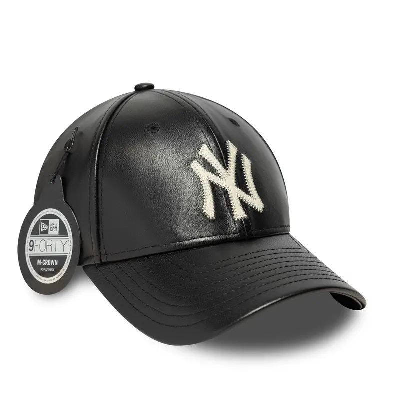 New York Yankees MLB Leather Black 9FORTY M-Crown Adjustable Cap
