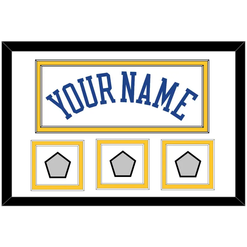 Golden State Name & 3 Champions Patches - Home White (2010-2019) - Double Mat 1