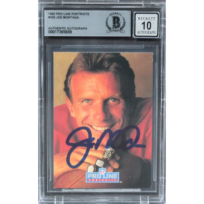 49ers Joe Montana Signed 1992 Proline Portraits #329 Card Auto 10! BAS Slabbed