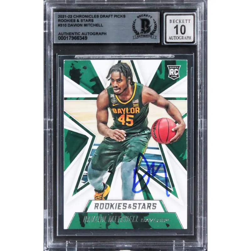 Davion Mitchell Signed 2021 Chronicles DP R&S #310 Rookie Card Auto 10! BAS Slab