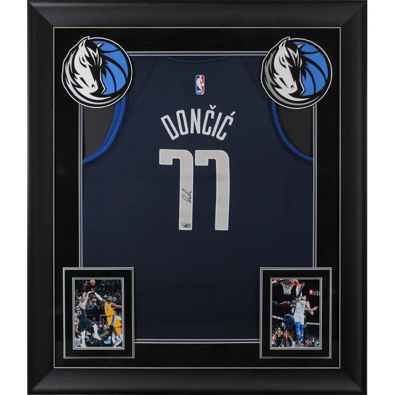 Mavericks Luka Doncic Signed Navy Nike Swingman Framed Jersey Fanatics #B107690