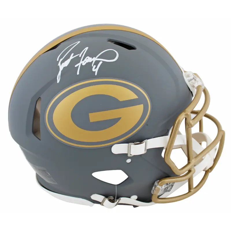 Packers Brett Favre Signed Slate Full Size Speed Proline Helmet BAS Witnessed