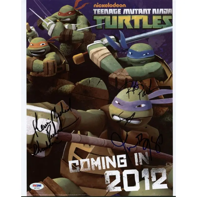 Tmnt Cast- Astin, Biggs, Paulsen & Richardson Signed 11X14 Photo PSA/DNA #S87546