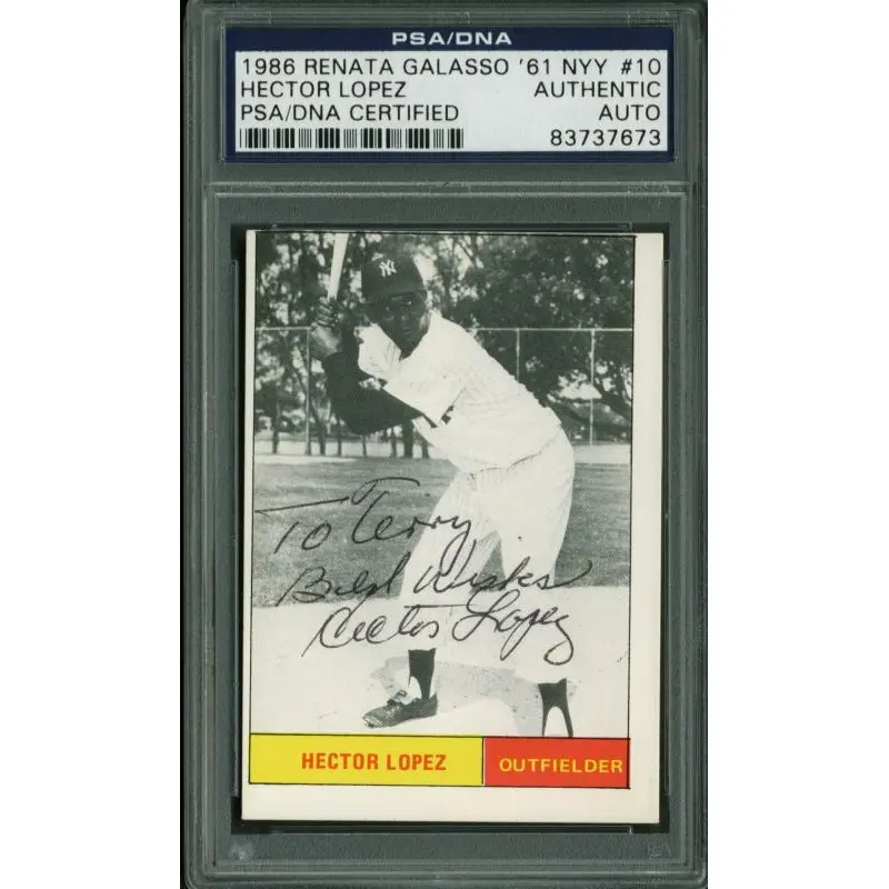 Yankees Hector Lopez  Signed Card 1986 Renata Galasso '61 Nyy #10 PSA Slabbed