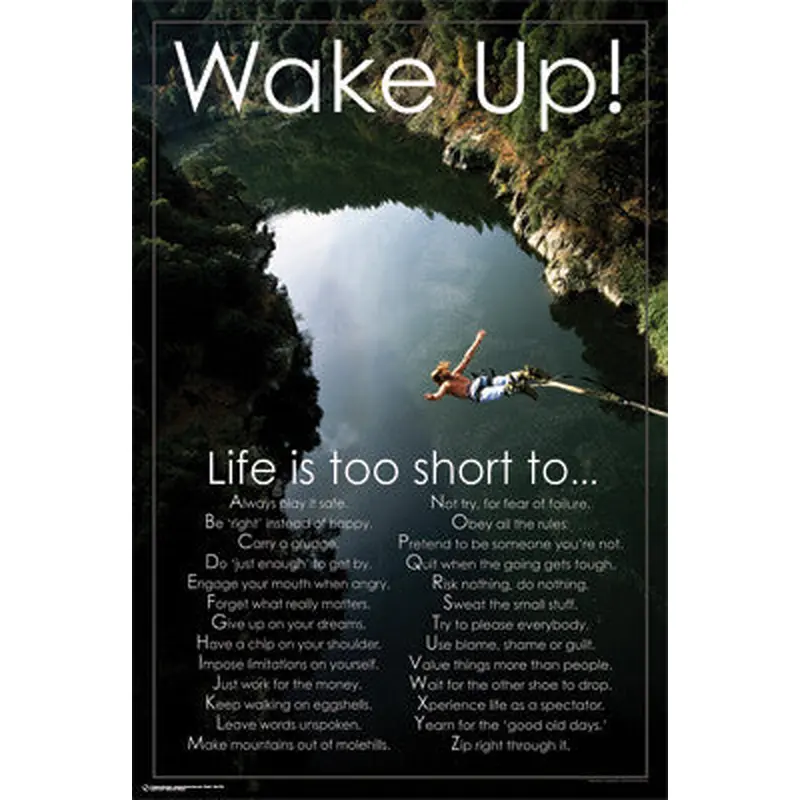 Wake Up! Motivational Inspirational Poster (Bungee Jumping) - Posterservice