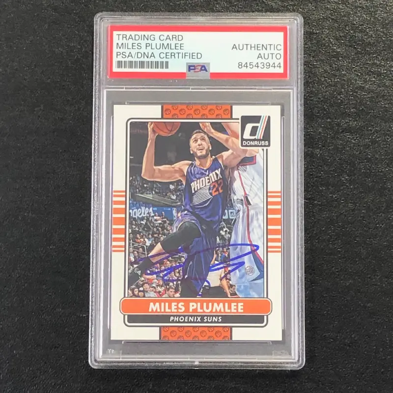 2014-15 Panini Donruss #124 Miles Plumlee Signed Card AUTO PSA Slabbed Suns