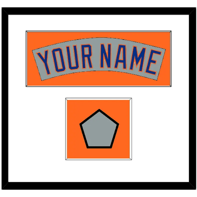 New York Nameplate & World Series Jersey Patch - Road Gray (1982-1986)- Single Mat 2