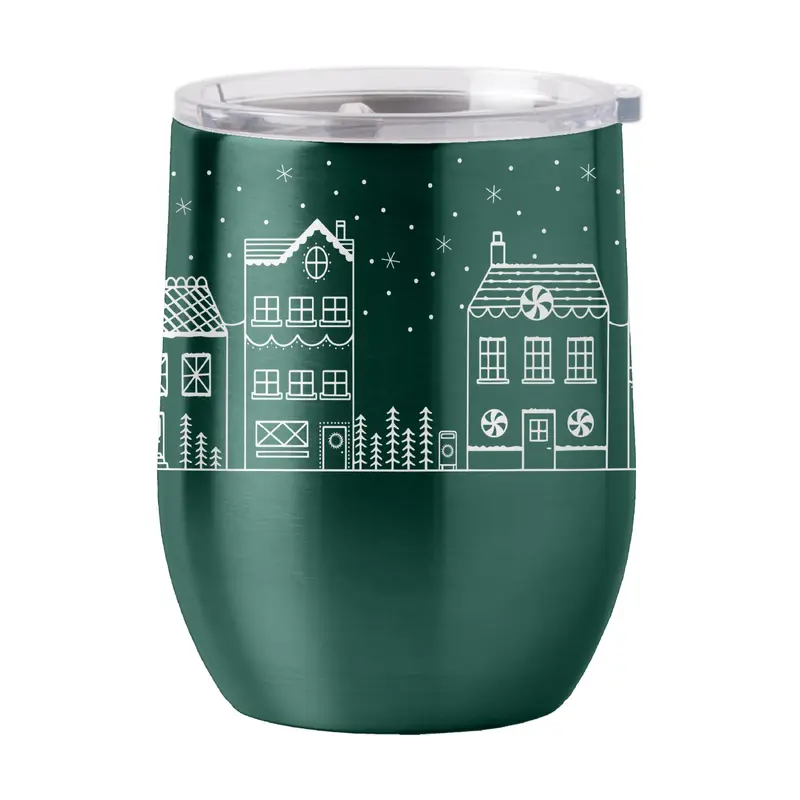 Christmas Village 16oz Stainless Curved Beverage