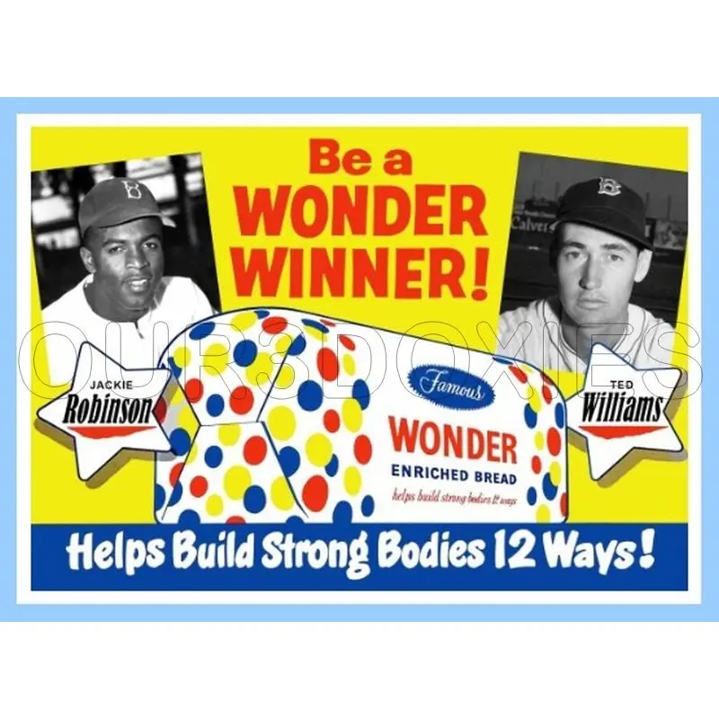 Jackie Robinson Ted Williams 1950's Wonder Bread Custom Card - 4006