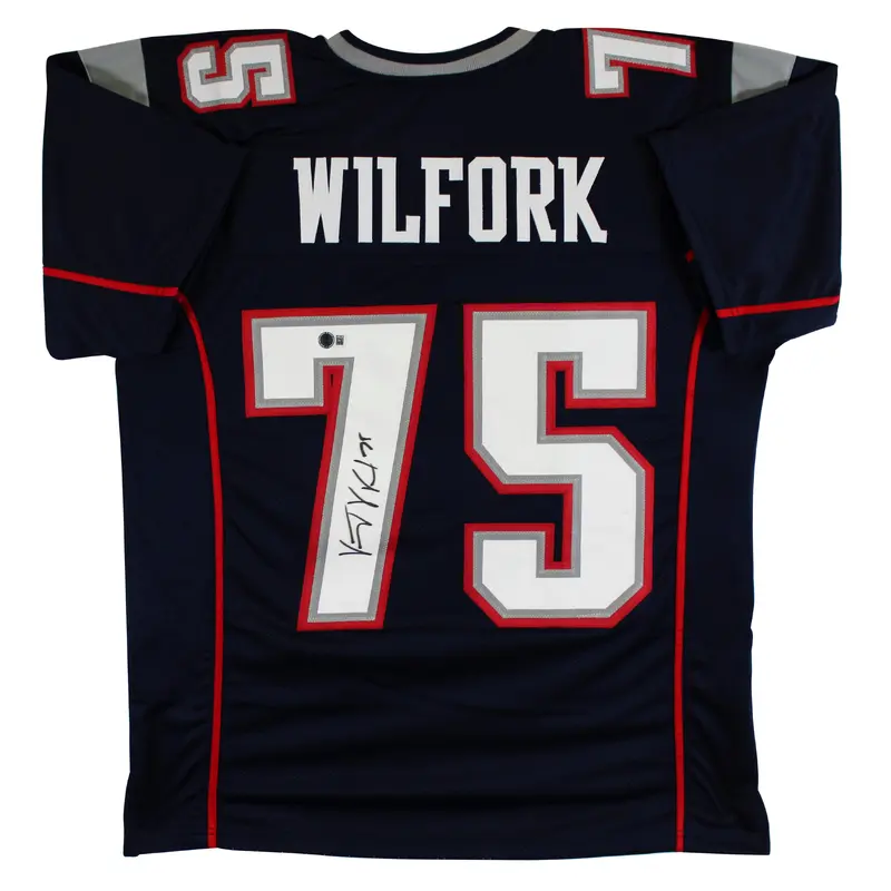 Vince Wilfork Authentic Signed Navy Pro Style Jersey Autographed BAS Witnessed