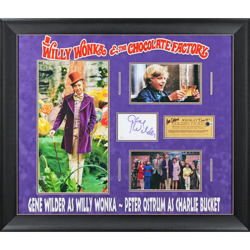 Willy Wonka Gene Wilder & Charlie Ostrum Authentic Signed Framed Display BAS JSA