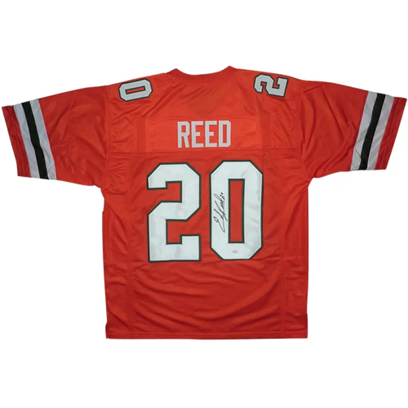 Ed Reed Autographed Miami (Orange #20) Custom Jersey - JSA