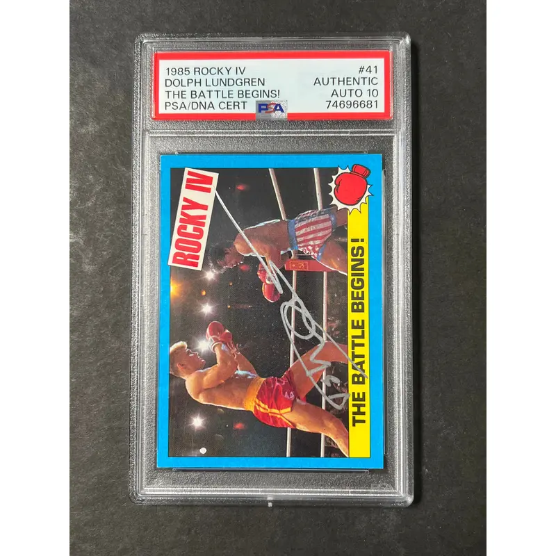 1985 Topps Rocky IV #41 Signed Card Dolph Lundgren PSA Auto 10 Ivan Drago