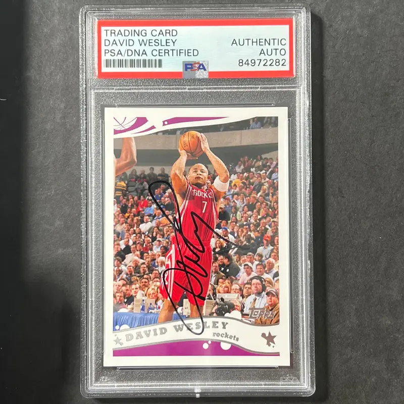 2005 Topps #92 David Wesley Signed Card AUTO PSA Slabbed Rockets