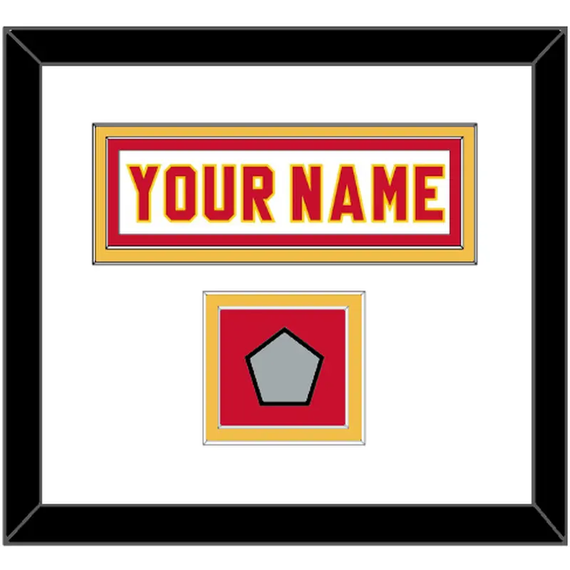 Calgary Nameplate & Stanley Cup Finals Jersey Patch - Home White (1980-1994) - Double Mat 1