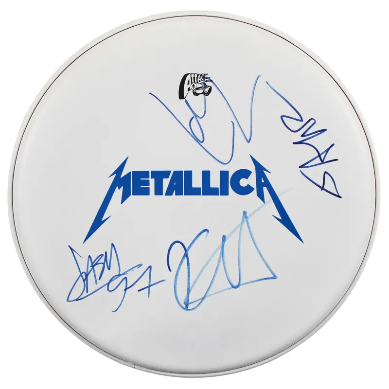 Metallica (4) Hetfield, Ulrich, Hammett +1 Signed 15 Inch Drum Head BAS #AD04336