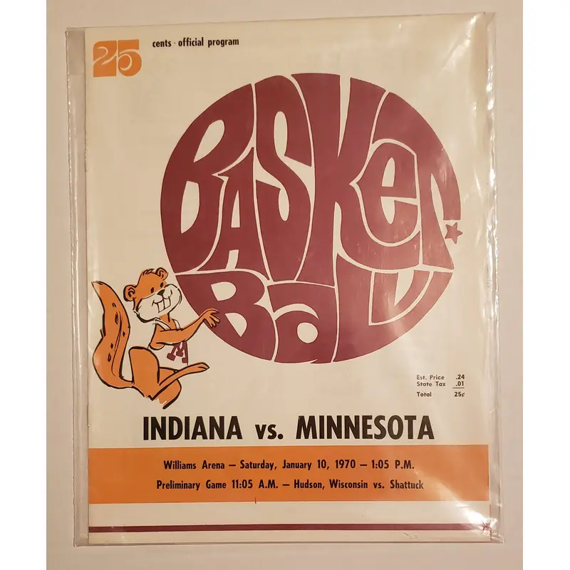 Indiana University vs. Minnesota basketball program January 10, 1970