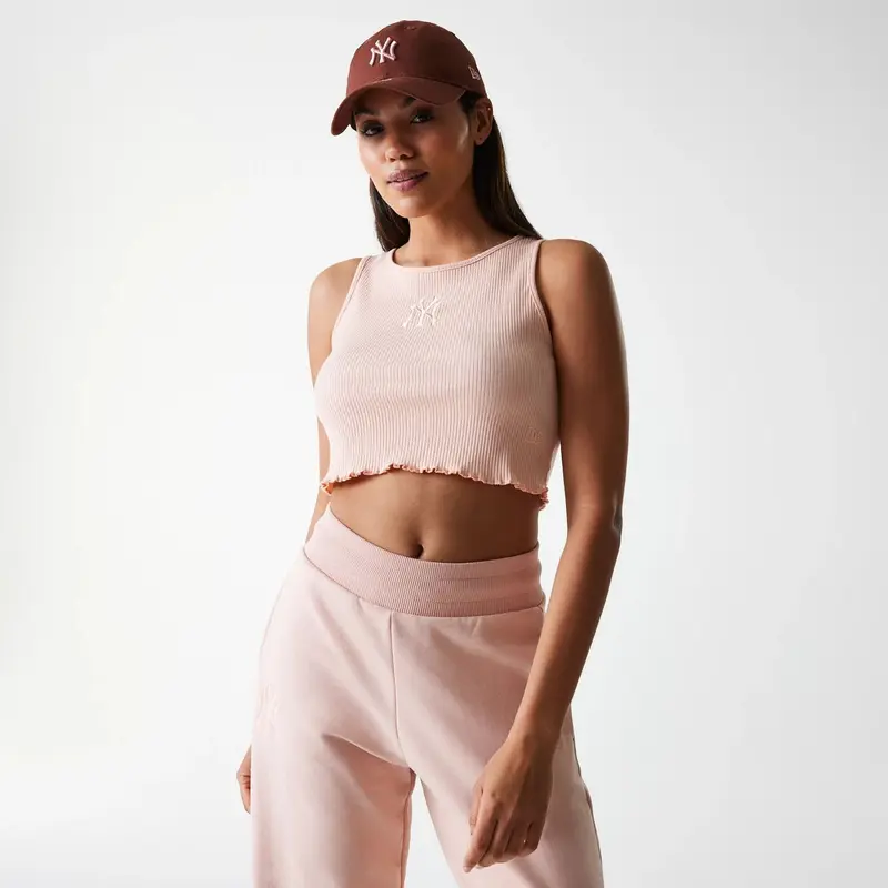 New York Yankees Womens MLB Rib Pastel Pink Rib Tank Top