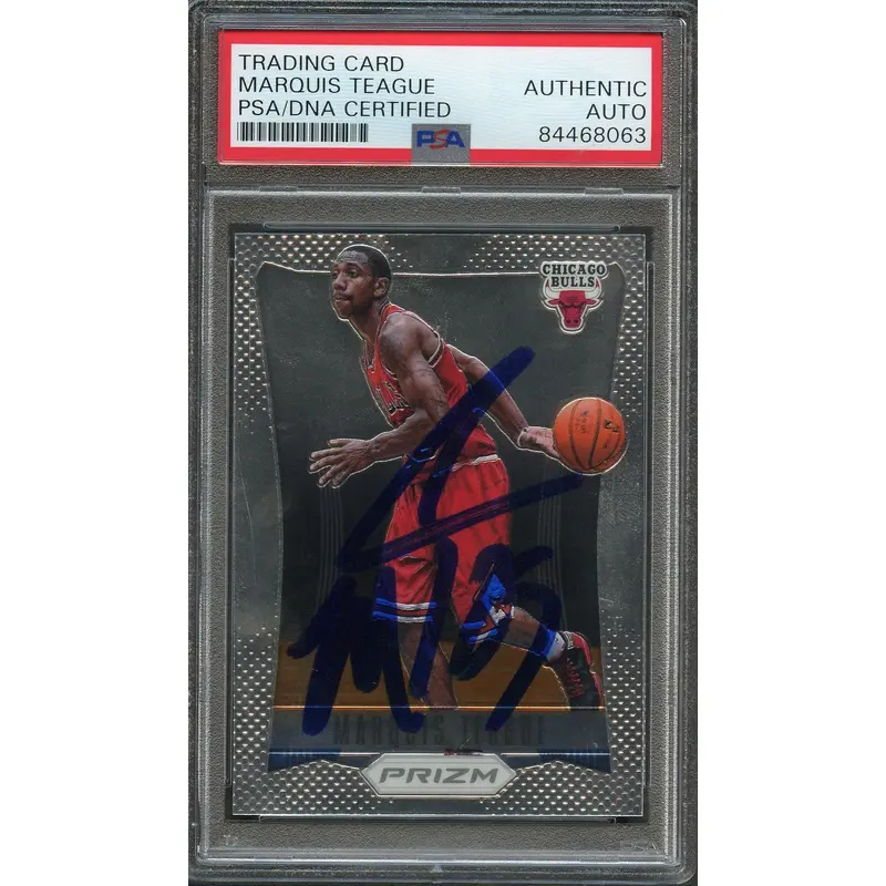 2012-13 PANINI PRIZM #264 MARQUIS TEAGUE Signed Card AUTO PSA Slabbed Bulls