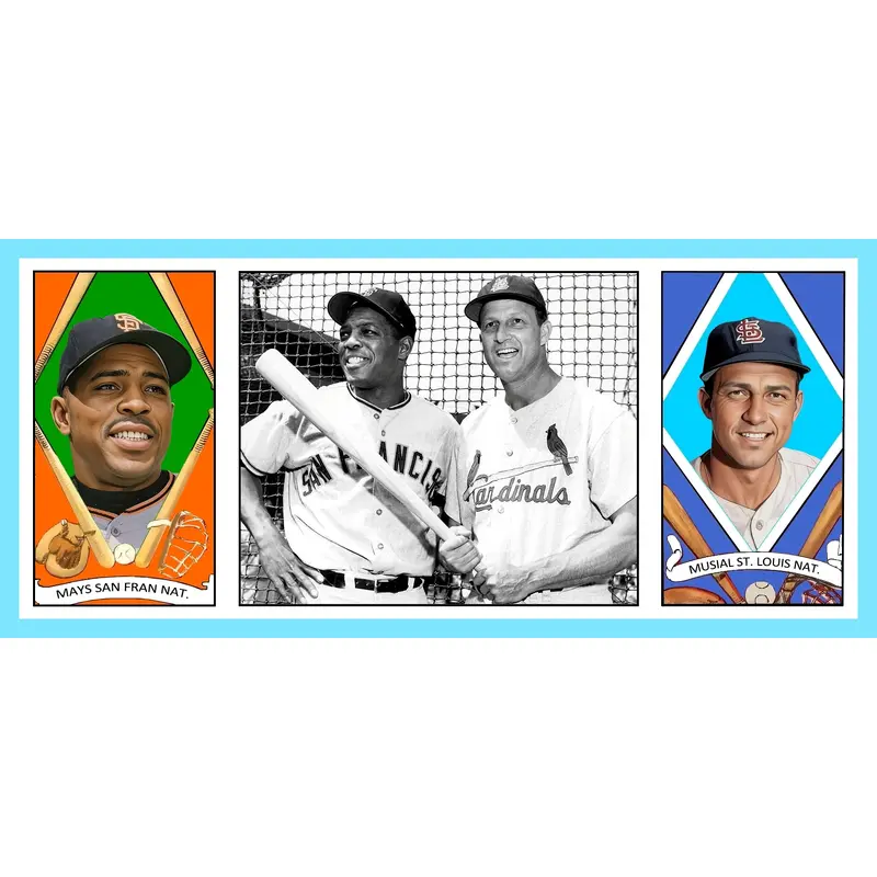 Willie Mays Stan Musial 1912 Hassan Triple Folder Custom Card - 3643