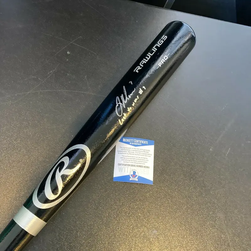 Joe Mauer "Last To Wear #7" Signed Inscribed Baseball Bat Beckett COA Twins