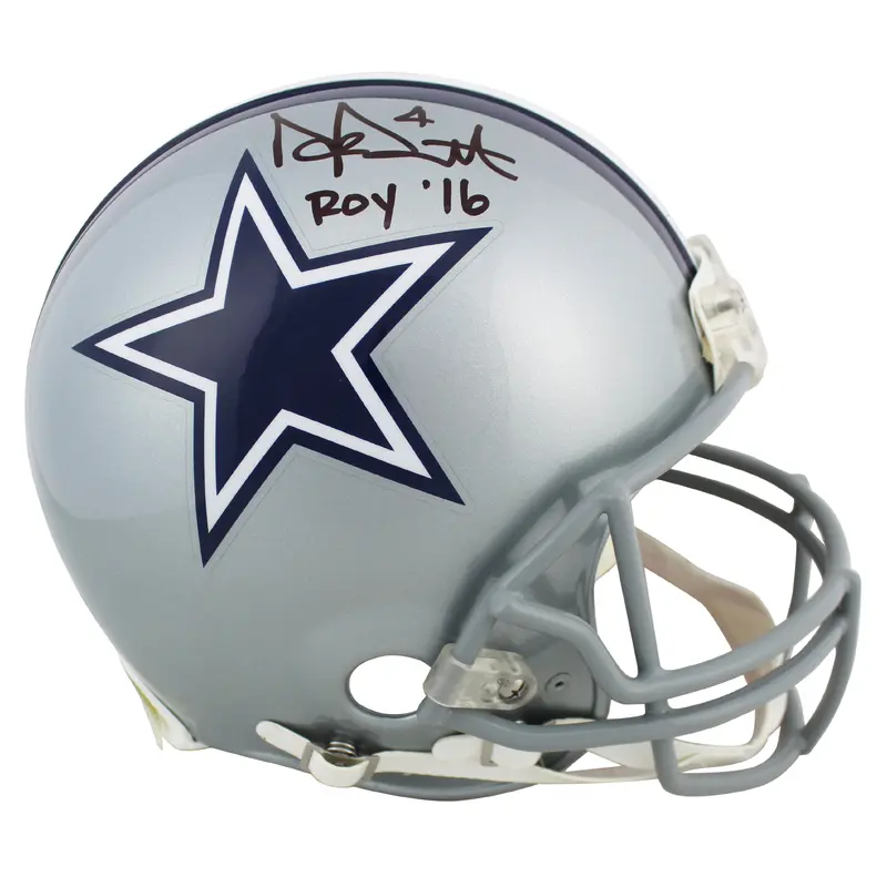 Cowboys Dak Prescott "ROY 2016" Signed Proline Full Size Helmet BAS Witnessed